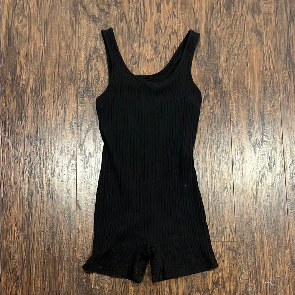 Black Ribbed One Piece